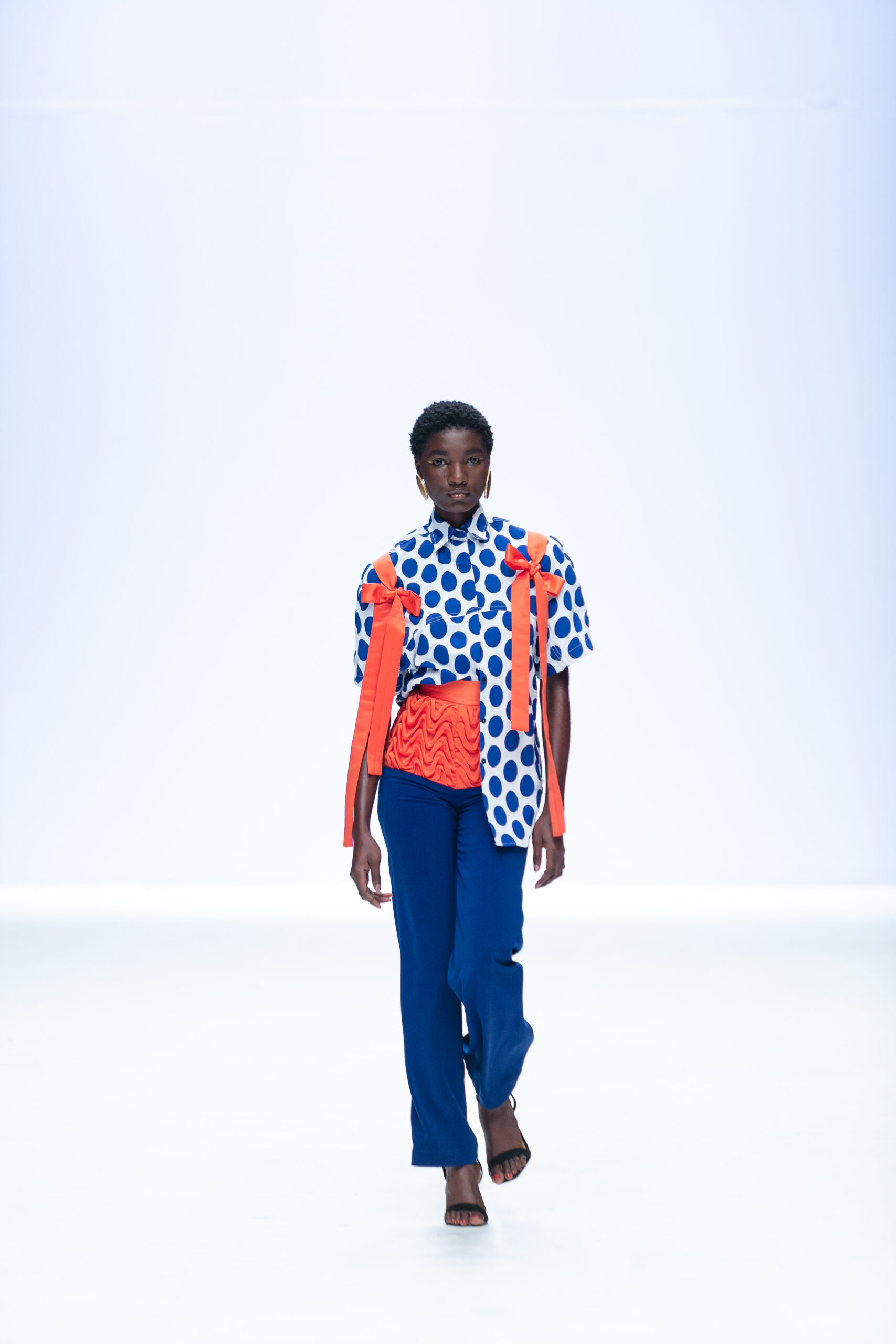 Look one from LFW's green access 2022 finalist - Meta Kay